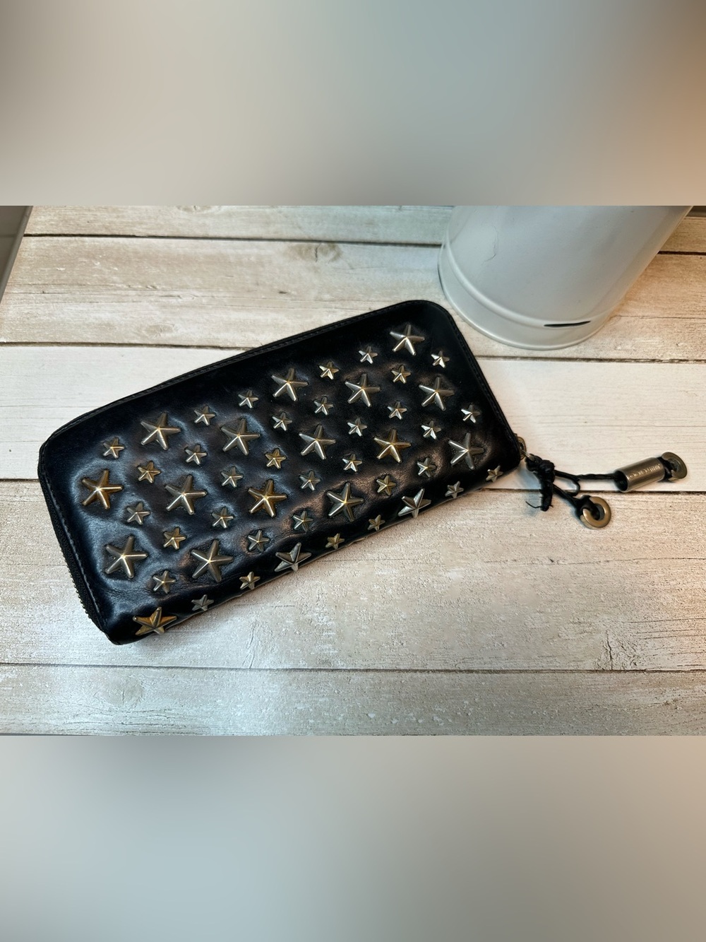 Jimmy Choo Filipa Star Studded Leather Zip-Around Wallet - Picture 2 of 8